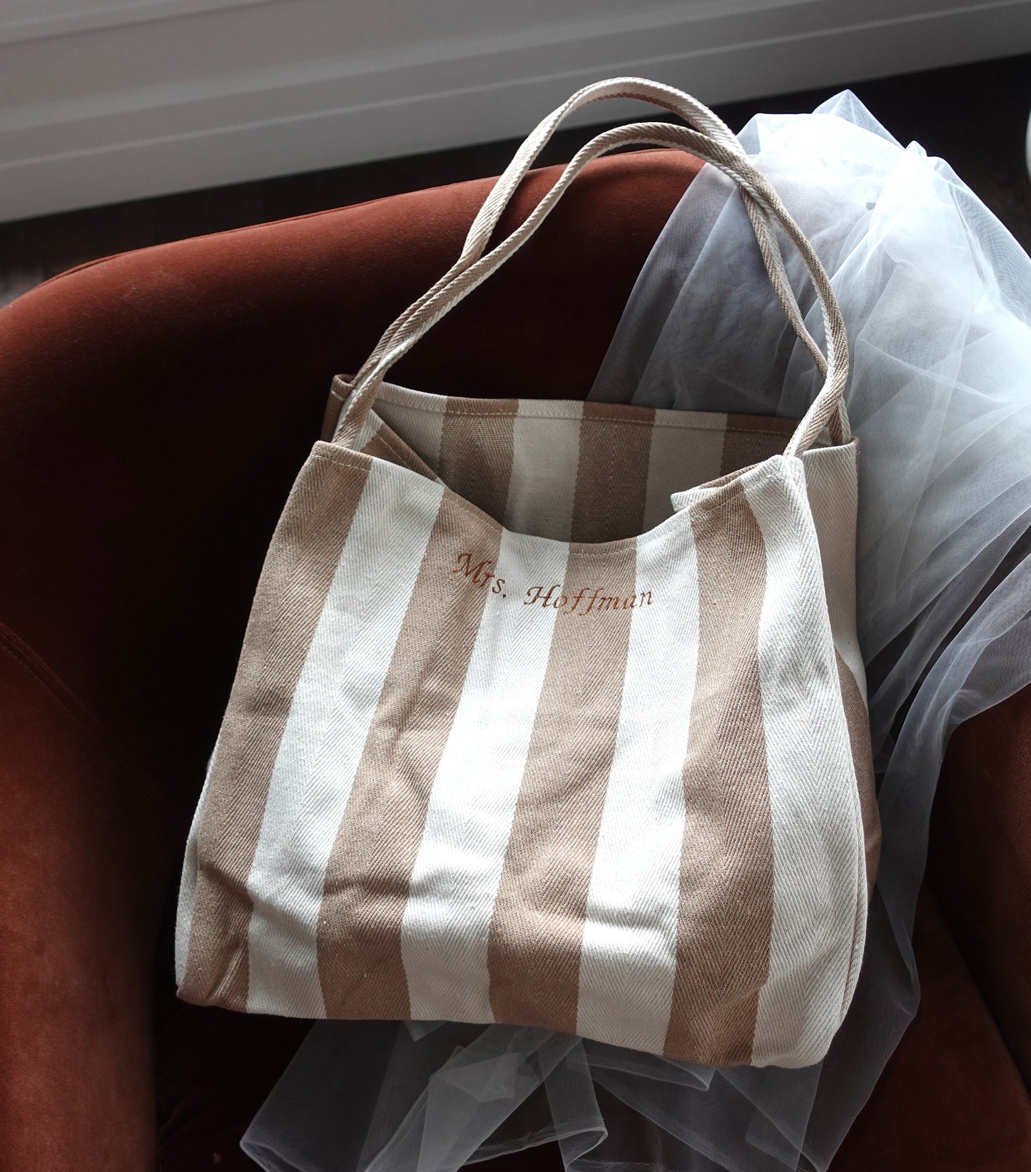 Embroidered Tote Bags, Striped Bag
