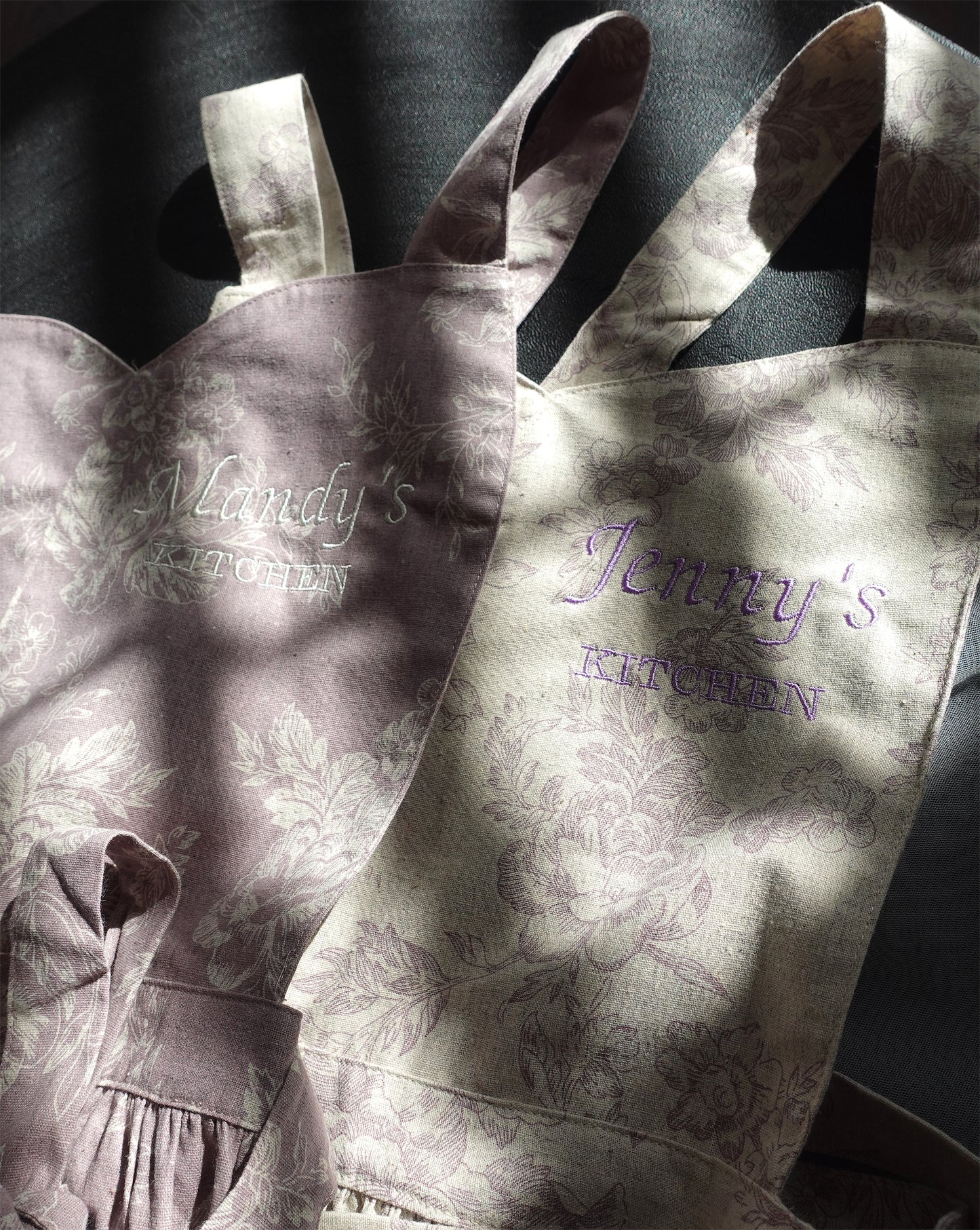 Personalized Floral Linen Apron Dress