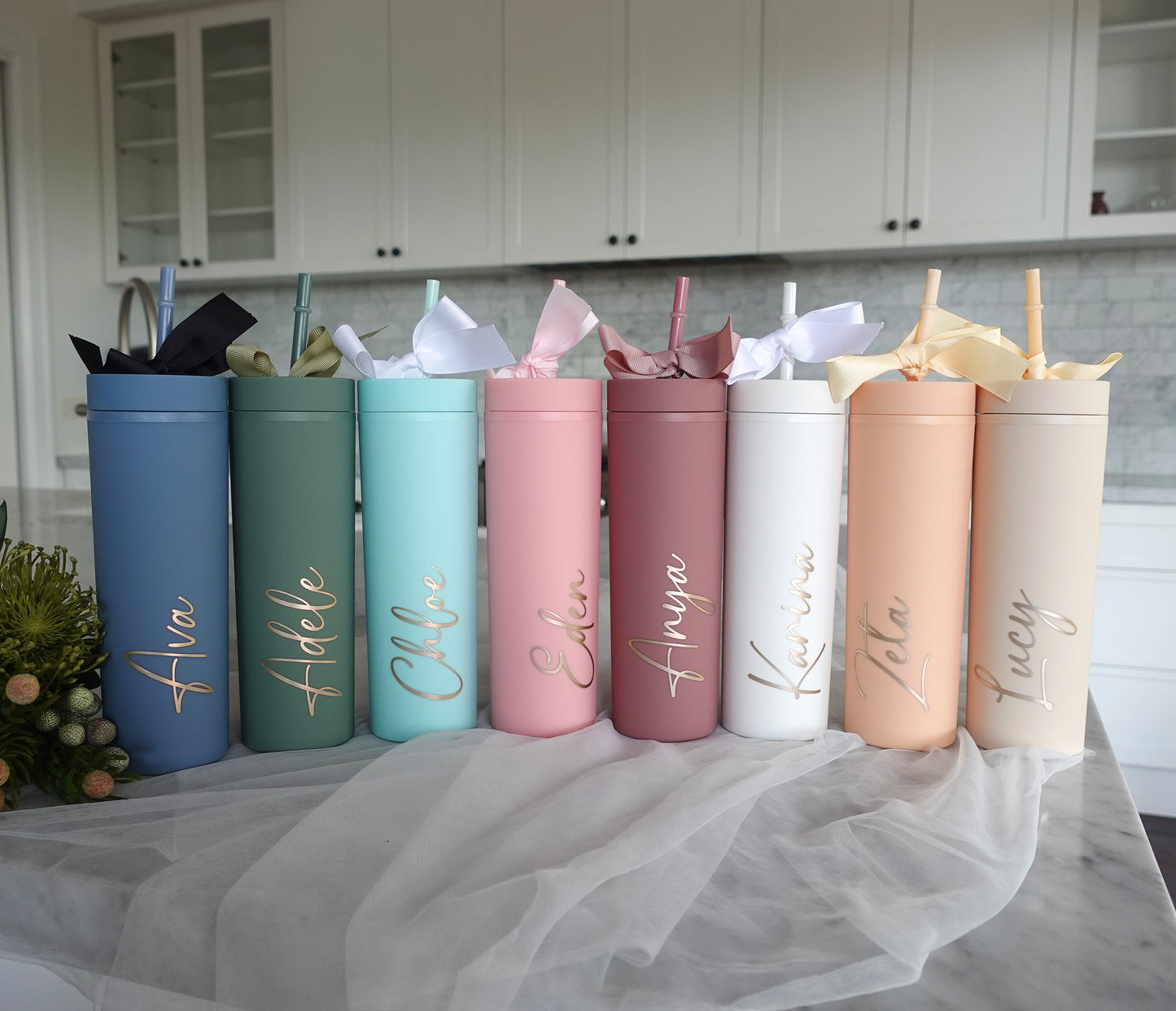 Personalised Skinny Tumbler with Straw
