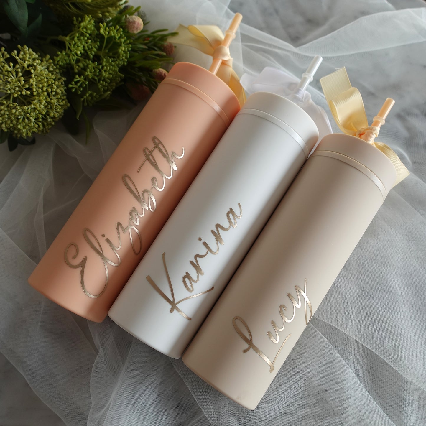 Personalised Skinny Tumbler with Straw