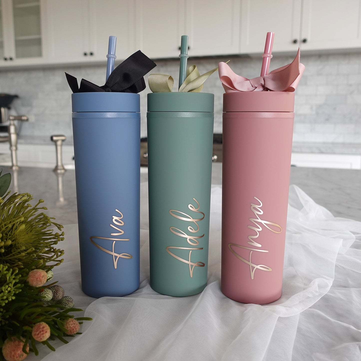 Personalised Skinny Tumbler with Straw