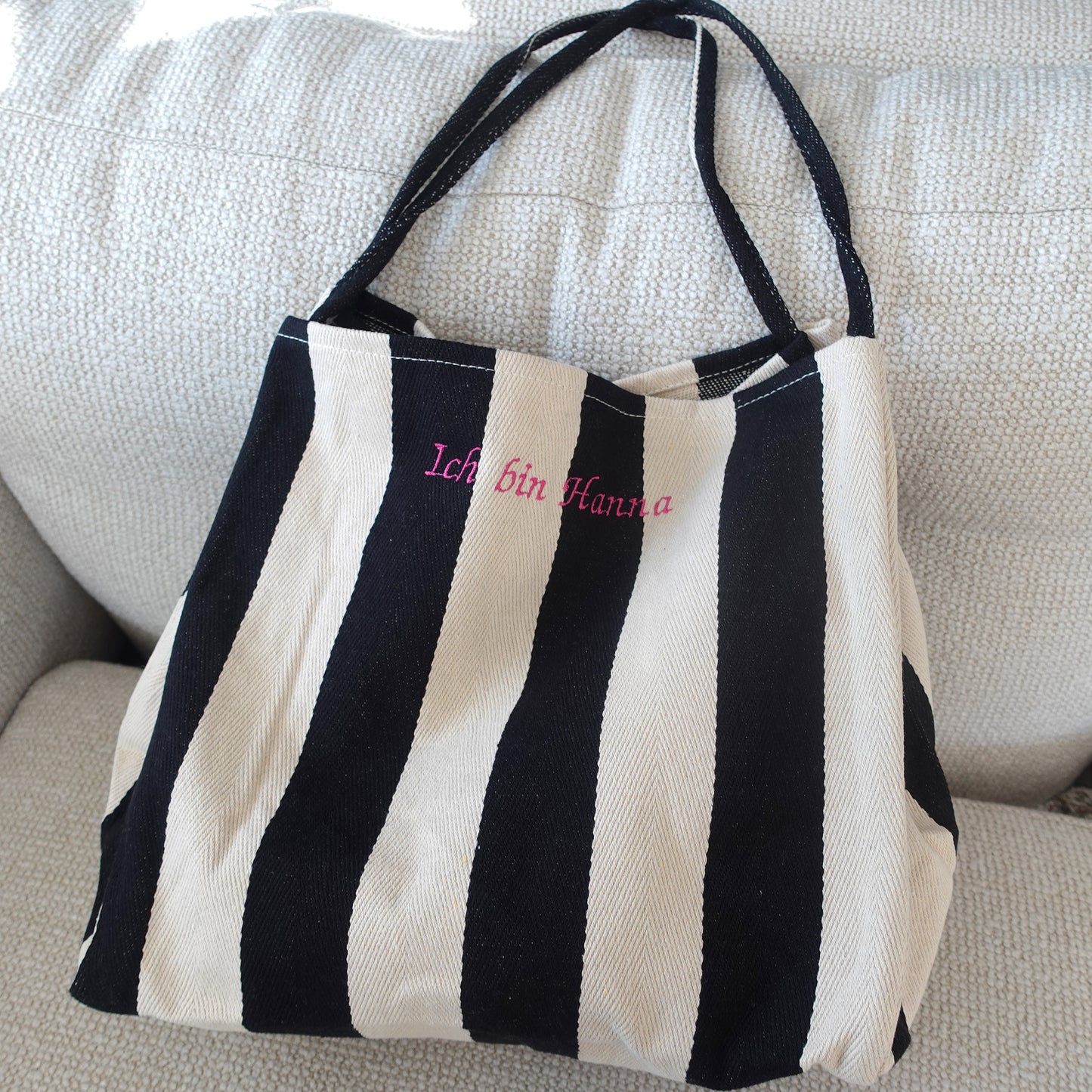 Embroidered Tote Bags, Striped Bag
