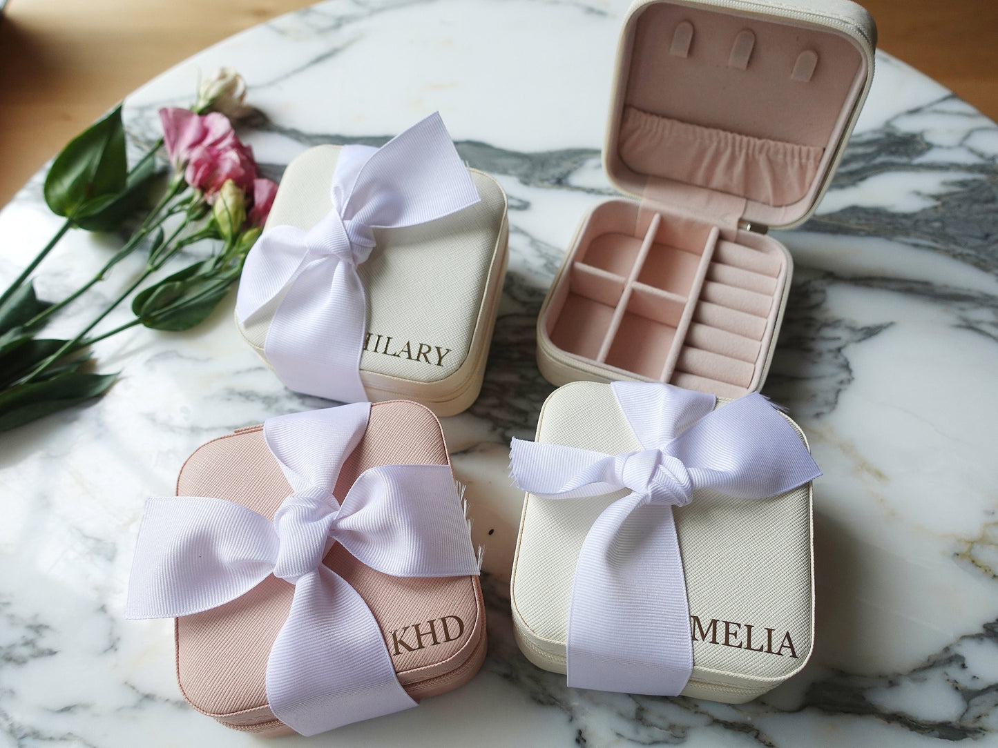 Personalized Jewelry Boxes with Ribbon
