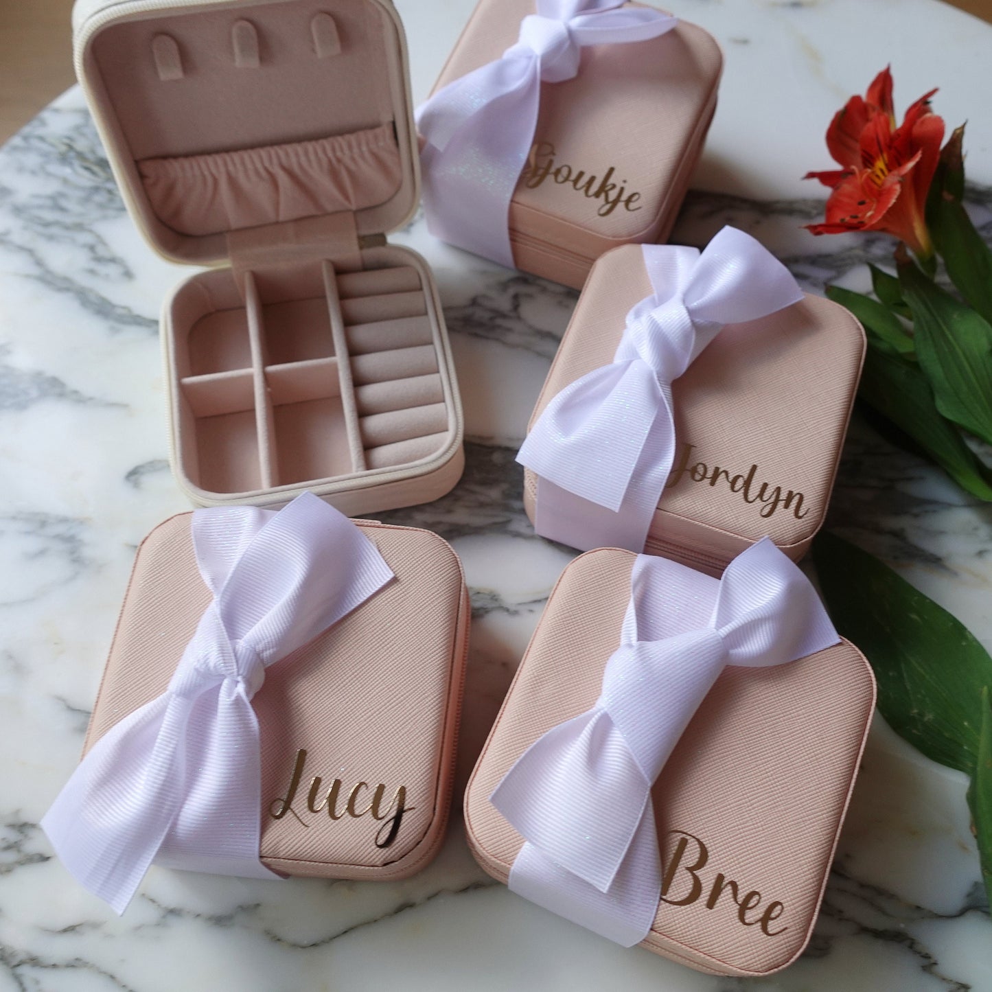 Personalized Jewelry Boxes, Initials with Bow