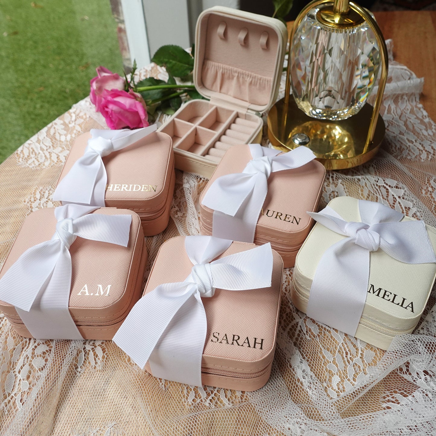 Personalized Jewelry Boxes with Ribbon