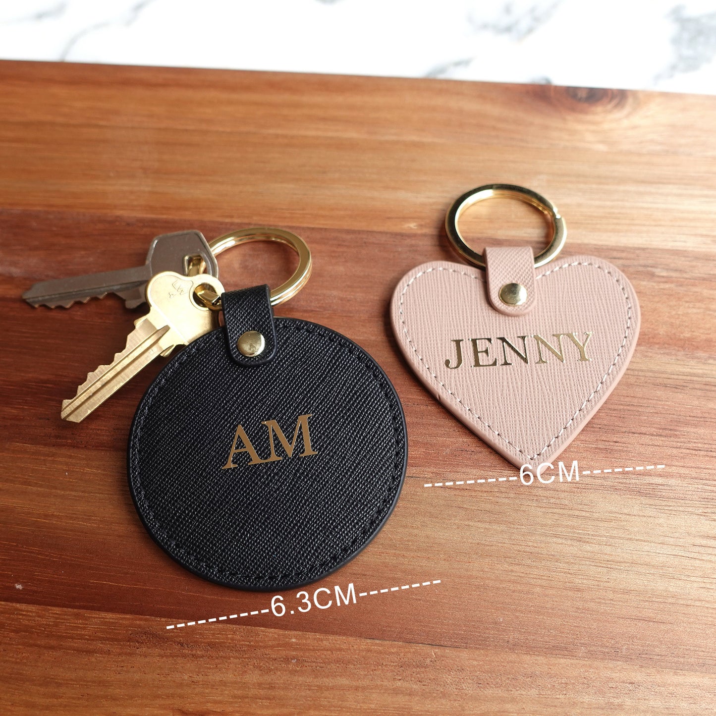 Personalised Monogrammed Keyring Saffiano Leather