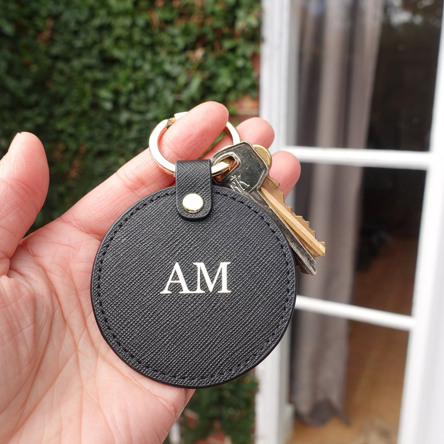 Personalised Monogrammed Keyring Saffiano Leather