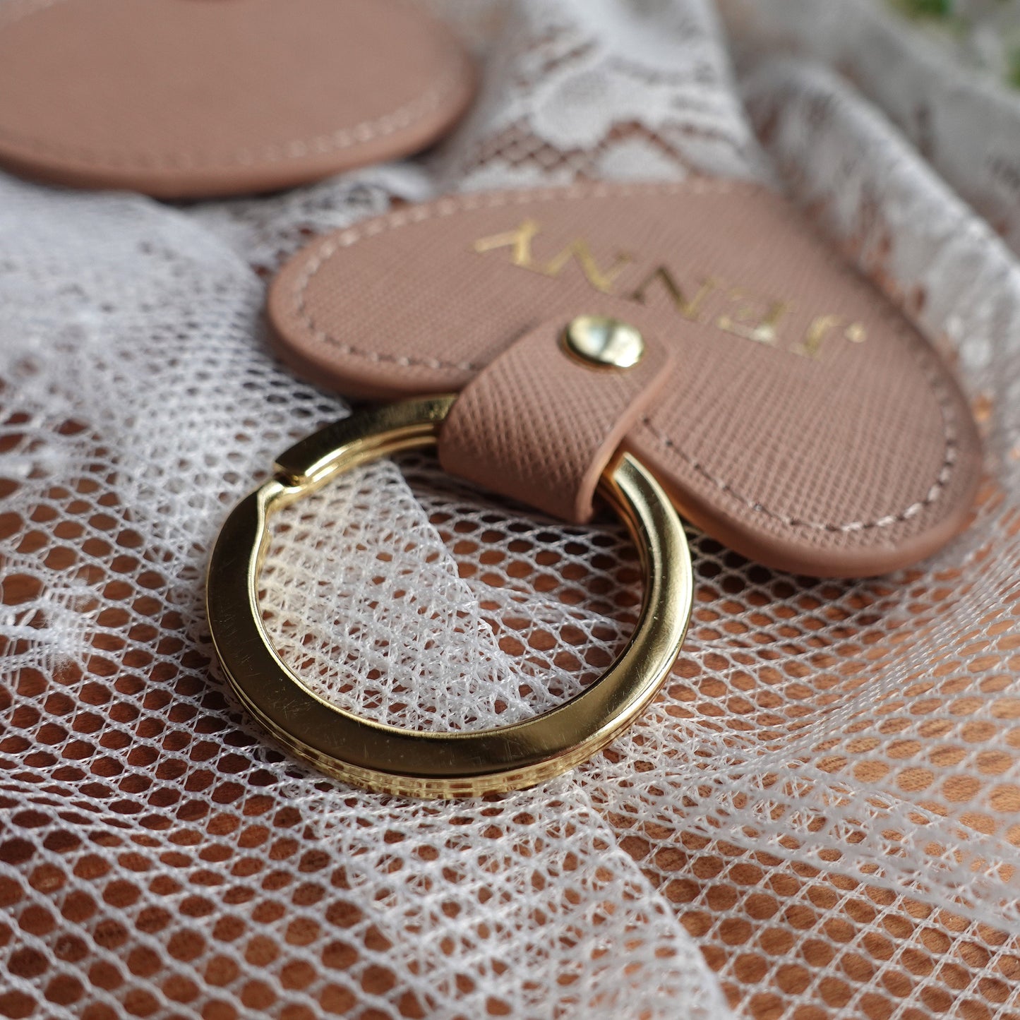 Personalised Monogrammed Keyring Saffiano Leather