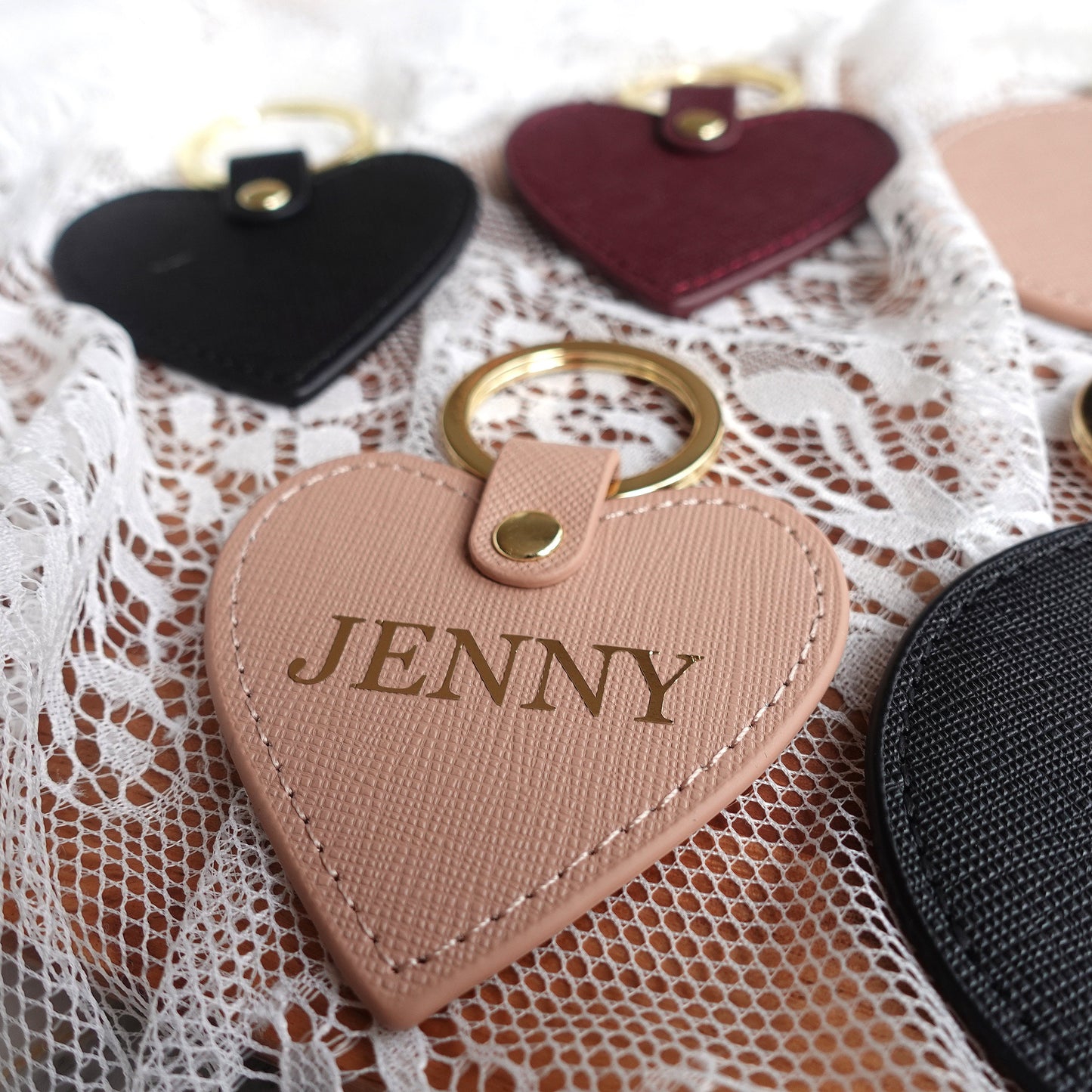 Personalised Monogrammed Keyring Saffiano Leather