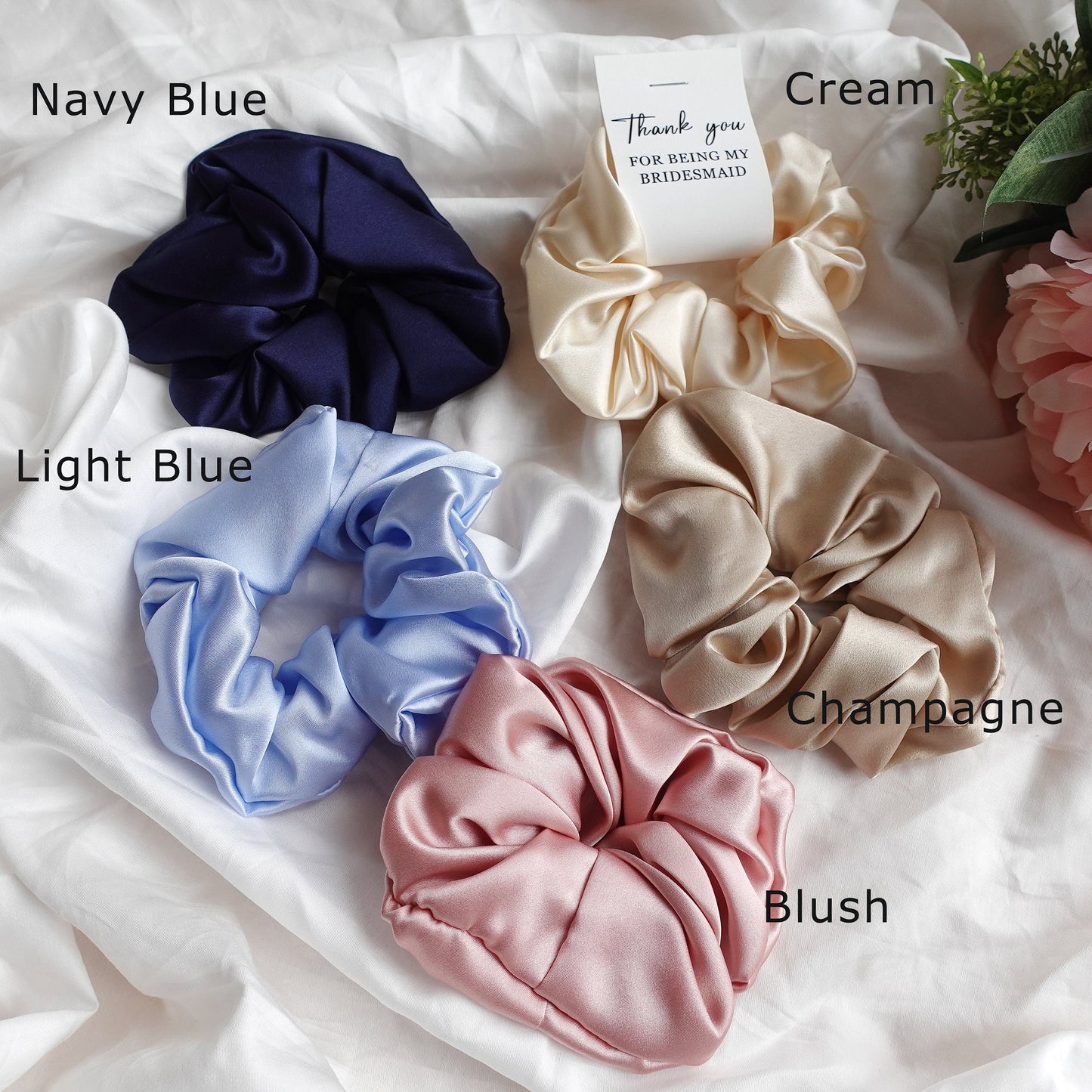 Silk Hair Skinny Scrunchie, 100% Mulberry Silk Hair Scrunchies , Bridesmaid Gifts, Bachelorette Party Gifts , Bridesmaid Proposal, Wedding