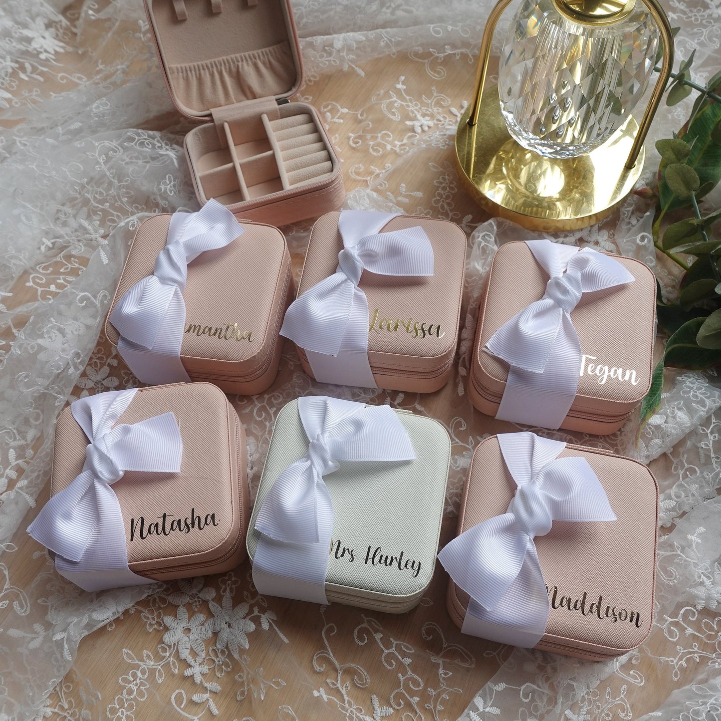 Personalized Jewelry Boxes, Initials with Bow