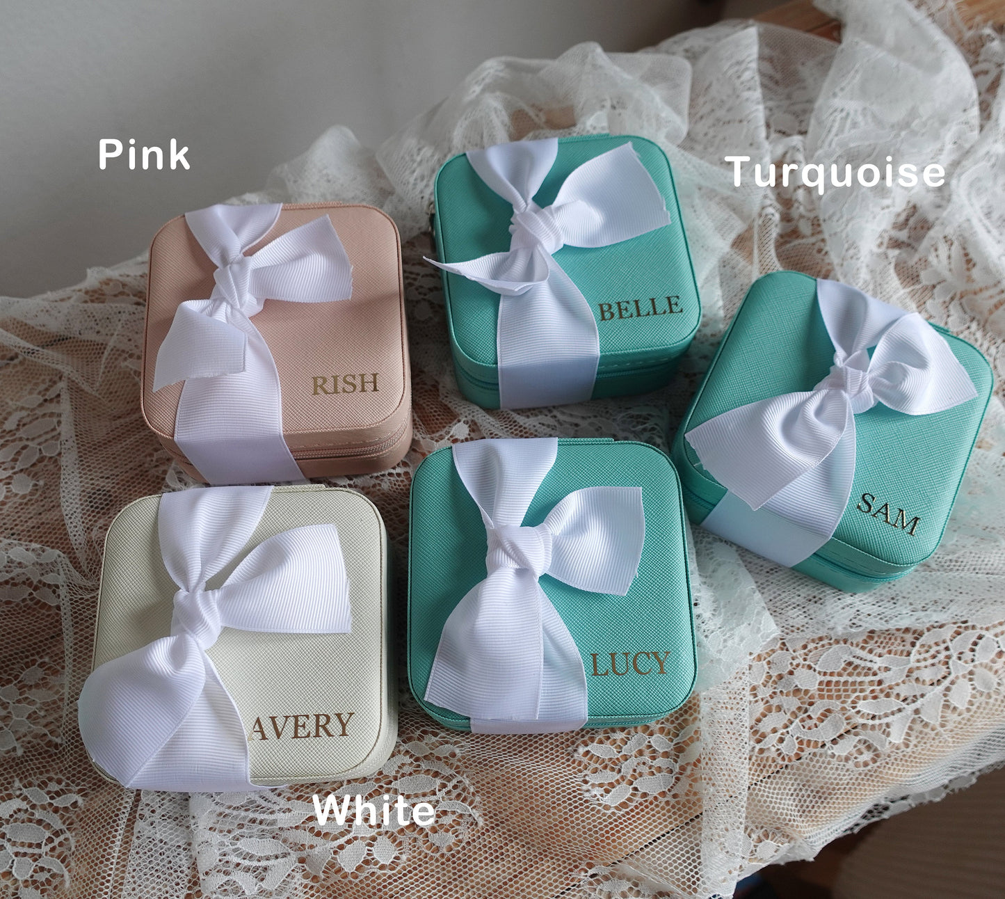 Personalized Jewelry Boxes with Ribbon