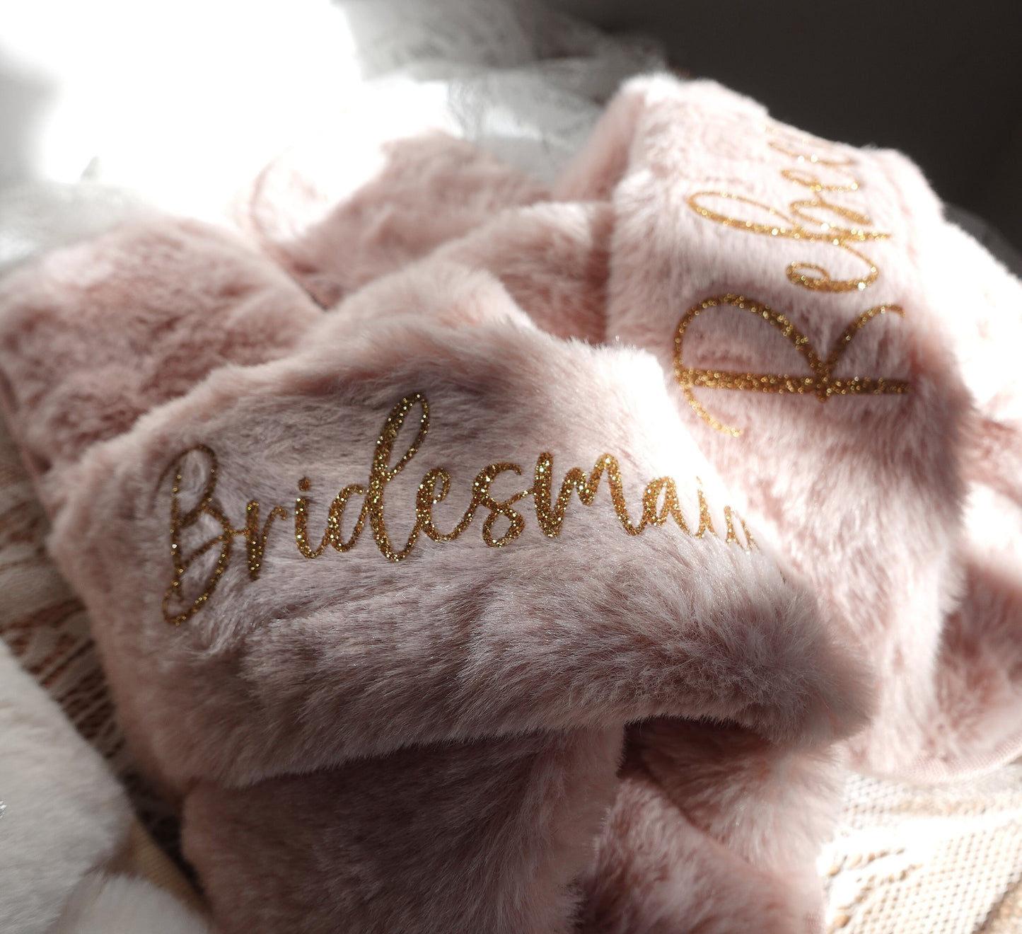 Personalized Fluffy Bride Bridesmaid Slippers