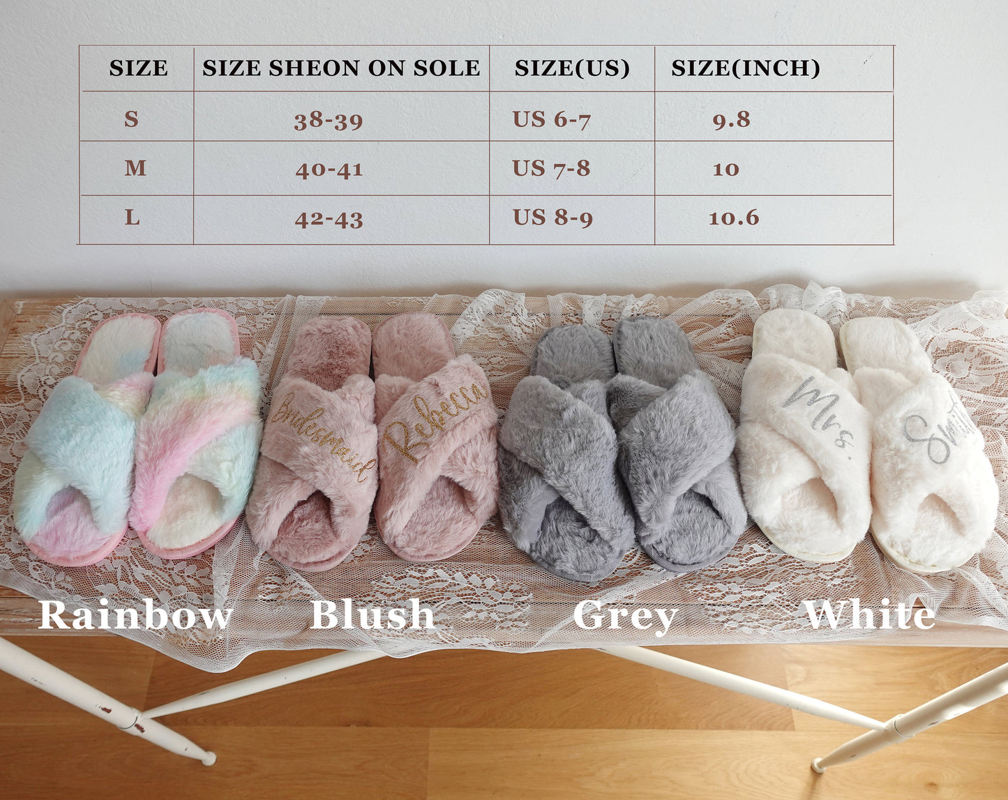 Personalized Fluffy Bride Bridesmaid Slippers