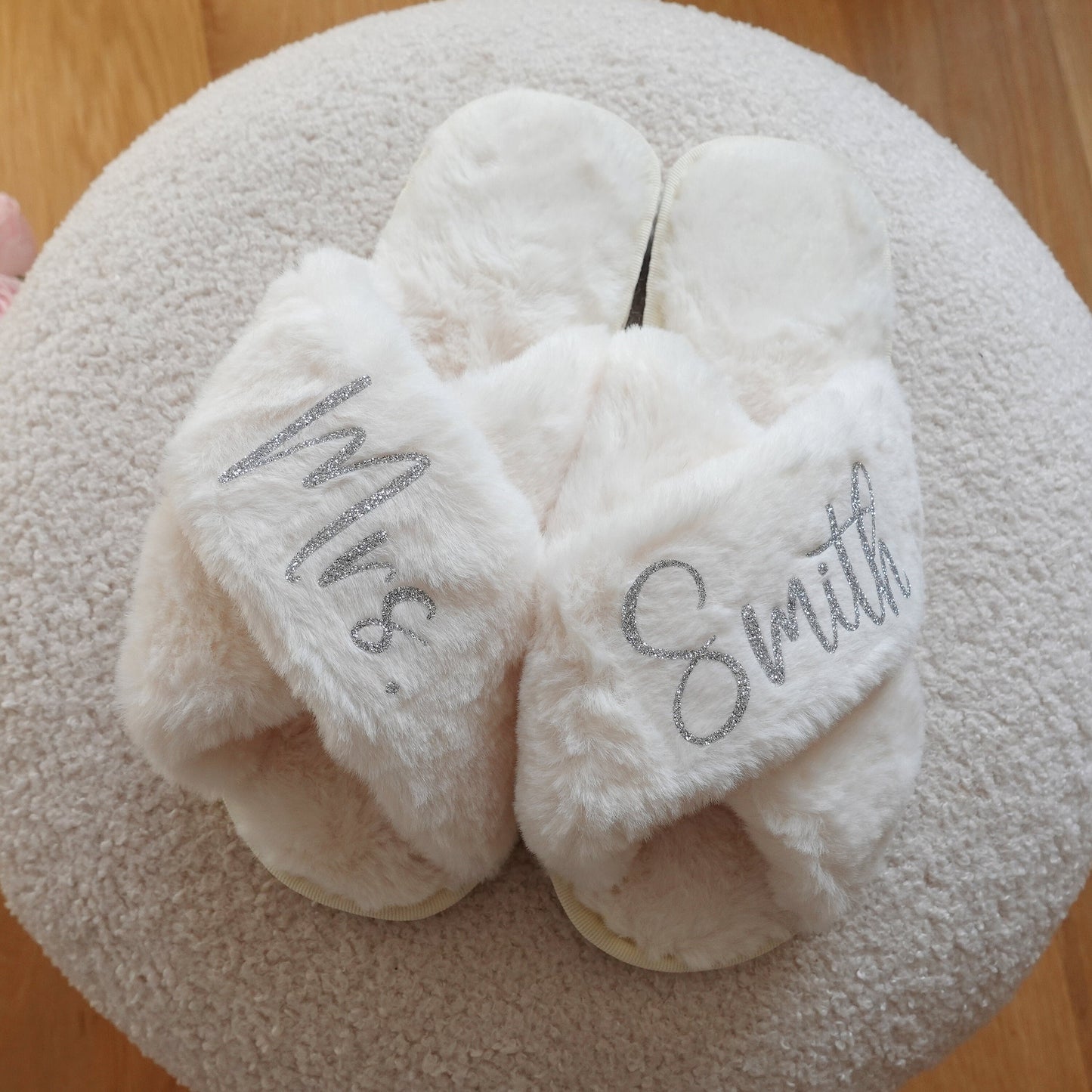 Personalized Fluffy Bride Bridesmaid Slippers