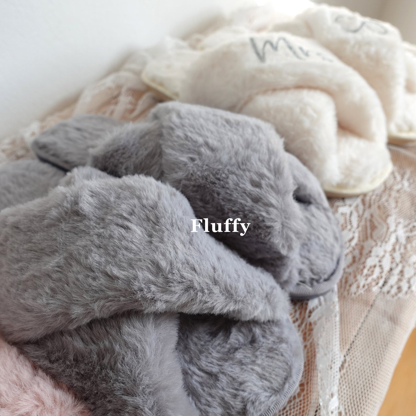 Personalized Fluffy Bride Bridesmaid Slippers