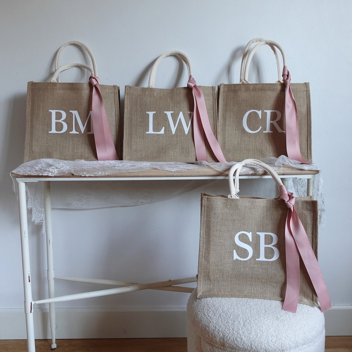 Personalised Monogram Jute Tote Bag
