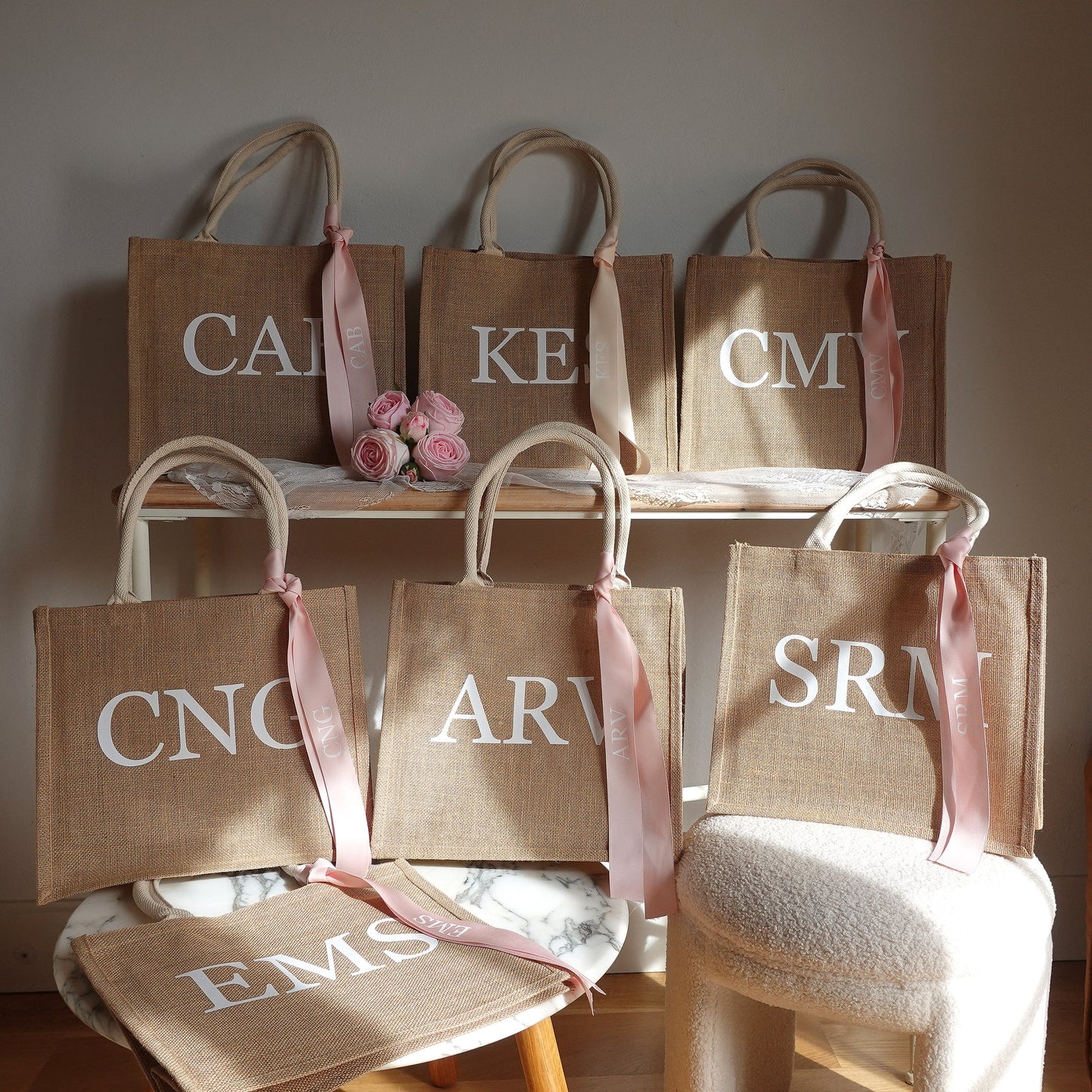 Personalised Monogram Jute Tote Bag