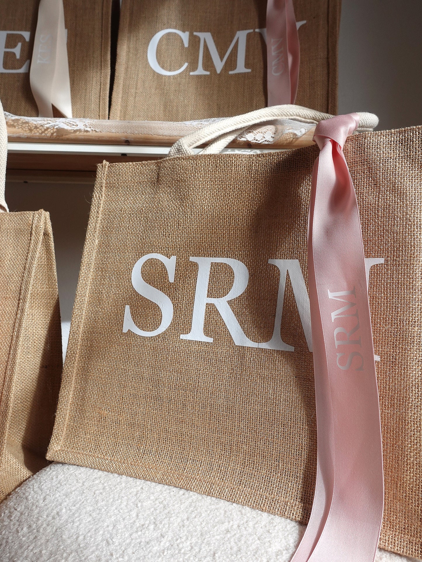 Personalised Monogram Jute Tote Bag