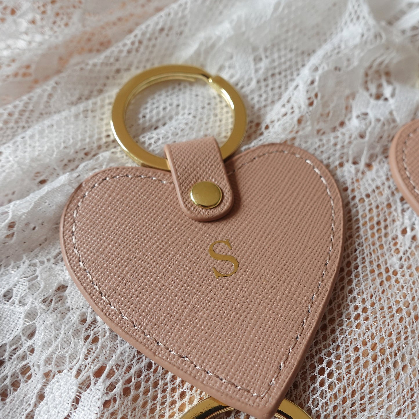 Personalised Monogrammed Keyring Saffiano Leather