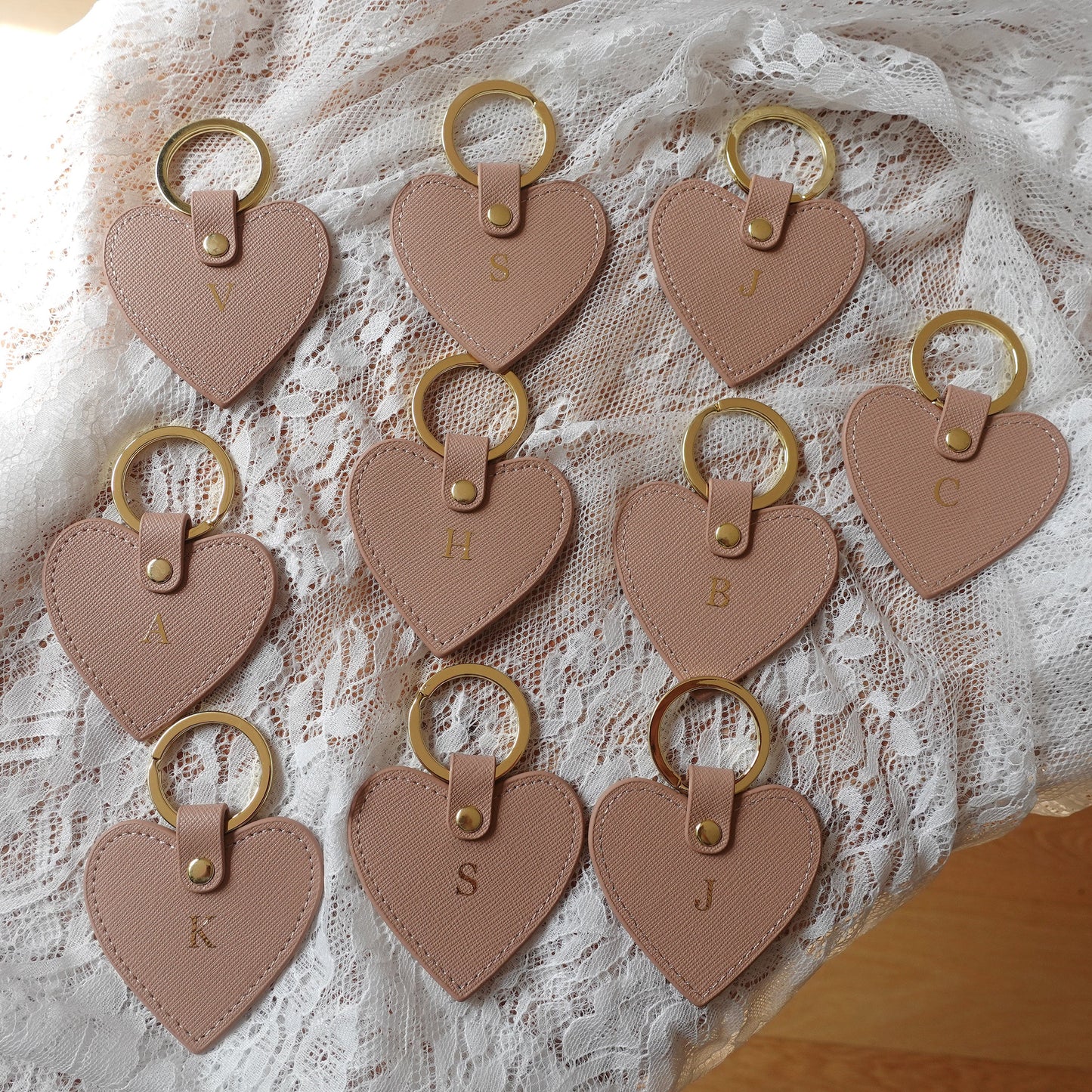 Personalised Monogrammed Keyring Saffiano Leather