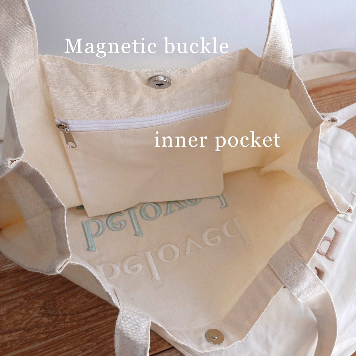 Embroidered “Beloved” Canvas Tote Bag