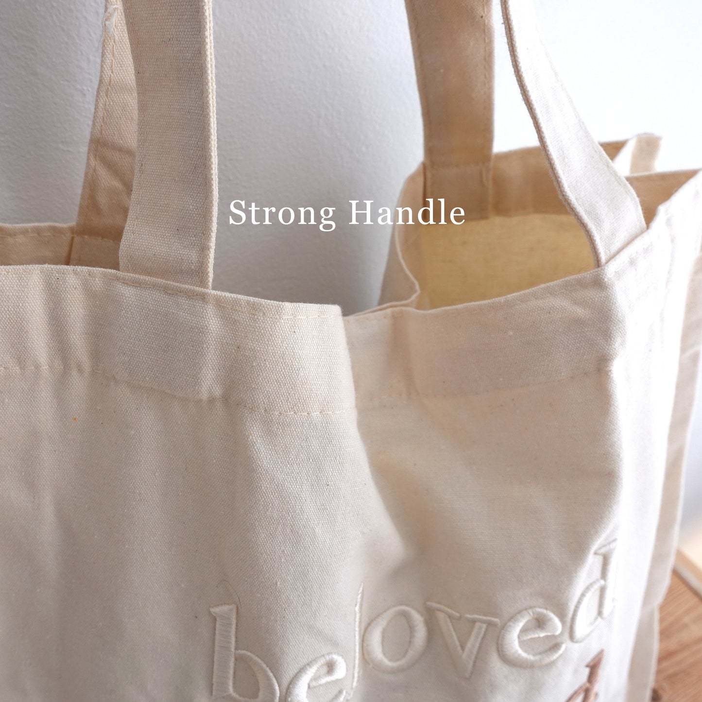 Embroidered “Beloved” Canvas Tote Bag