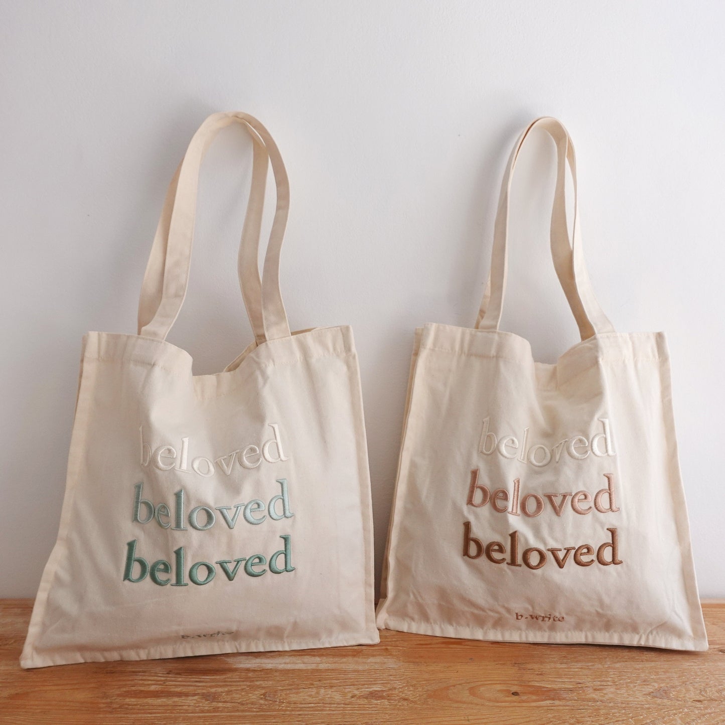 Embroidered “Beloved” Canvas Tote Bag