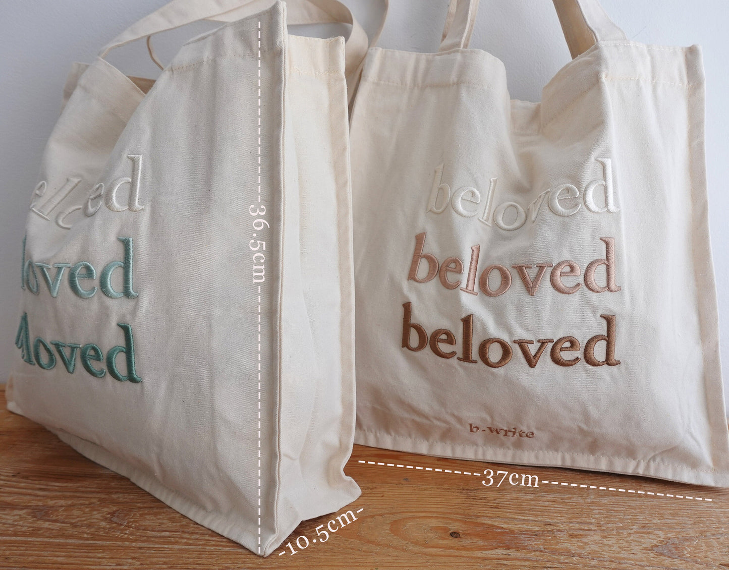 Embroidered “Beloved” Canvas Tote Bag