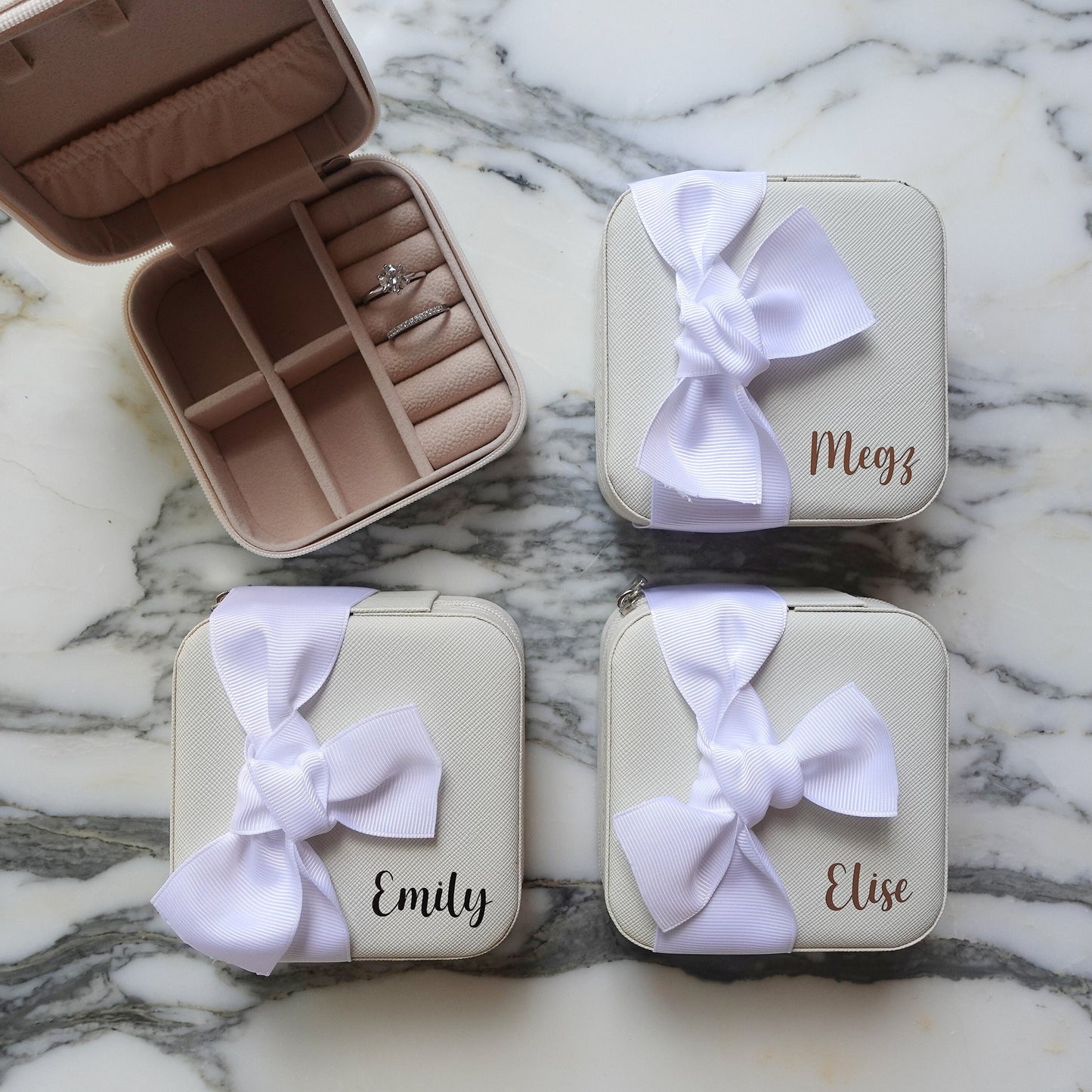 Personalized Jewelry Boxes, Initials with Bow