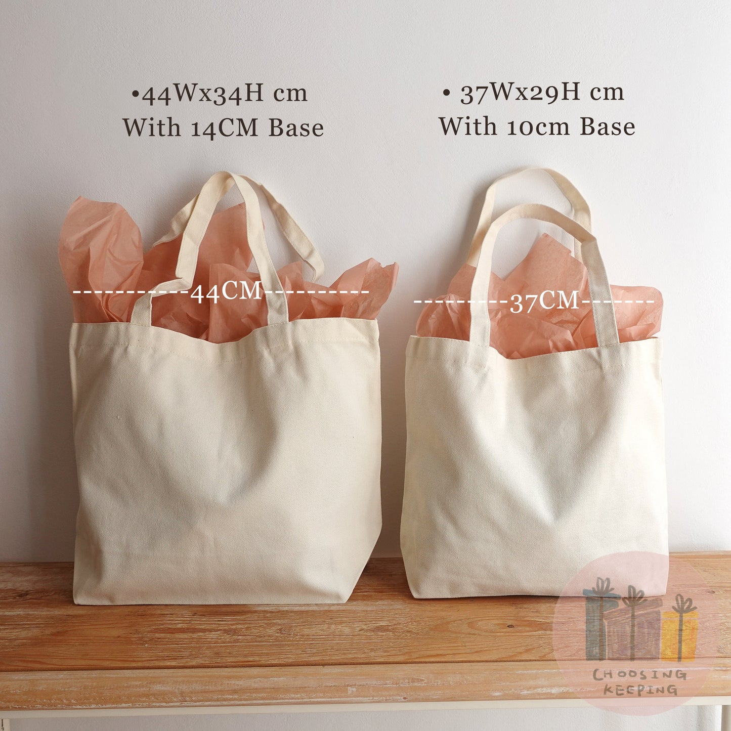 Plain canvas tote bag with base