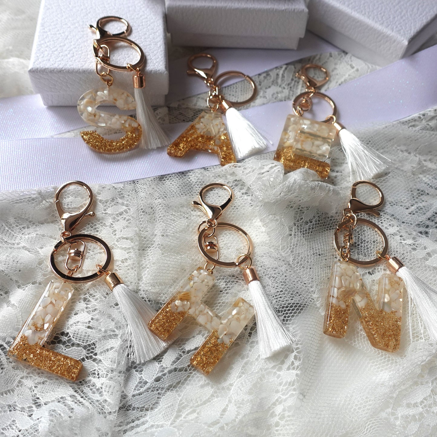 Custom Handmade Resin Letter Keychain
