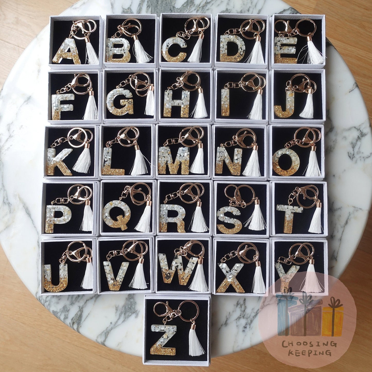 Custom Handmade Resin Letter Keychain