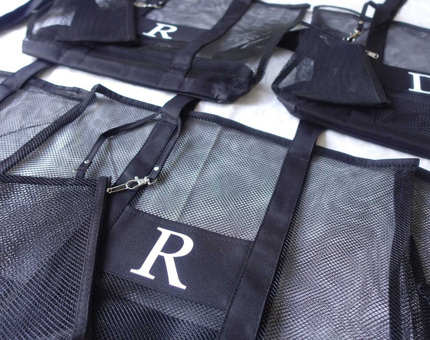 Mesh Personalized Tote Bag with Initials