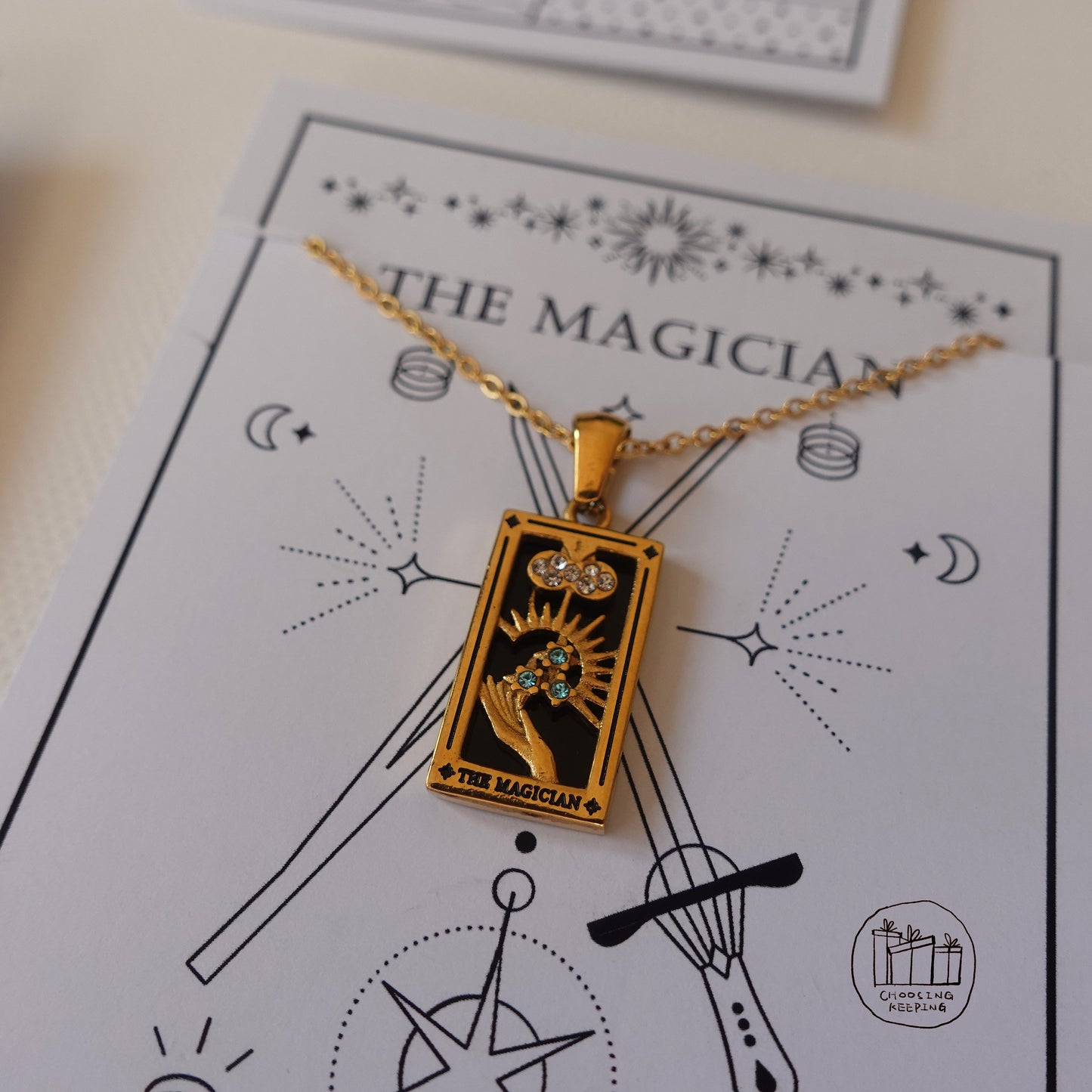 GOLD FILLED Tarot Card Necklace