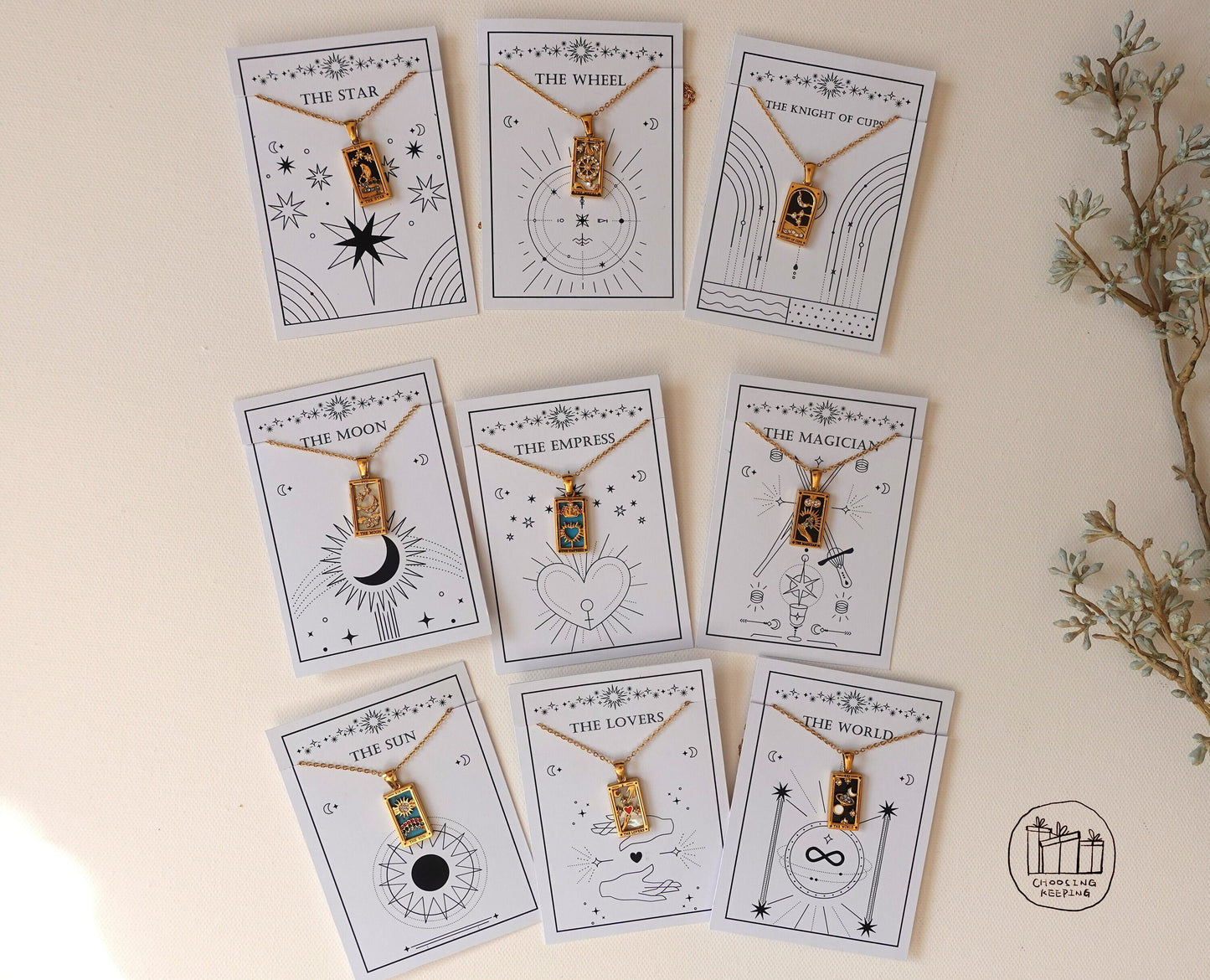GOLD FILLED Tarot Card Necklace