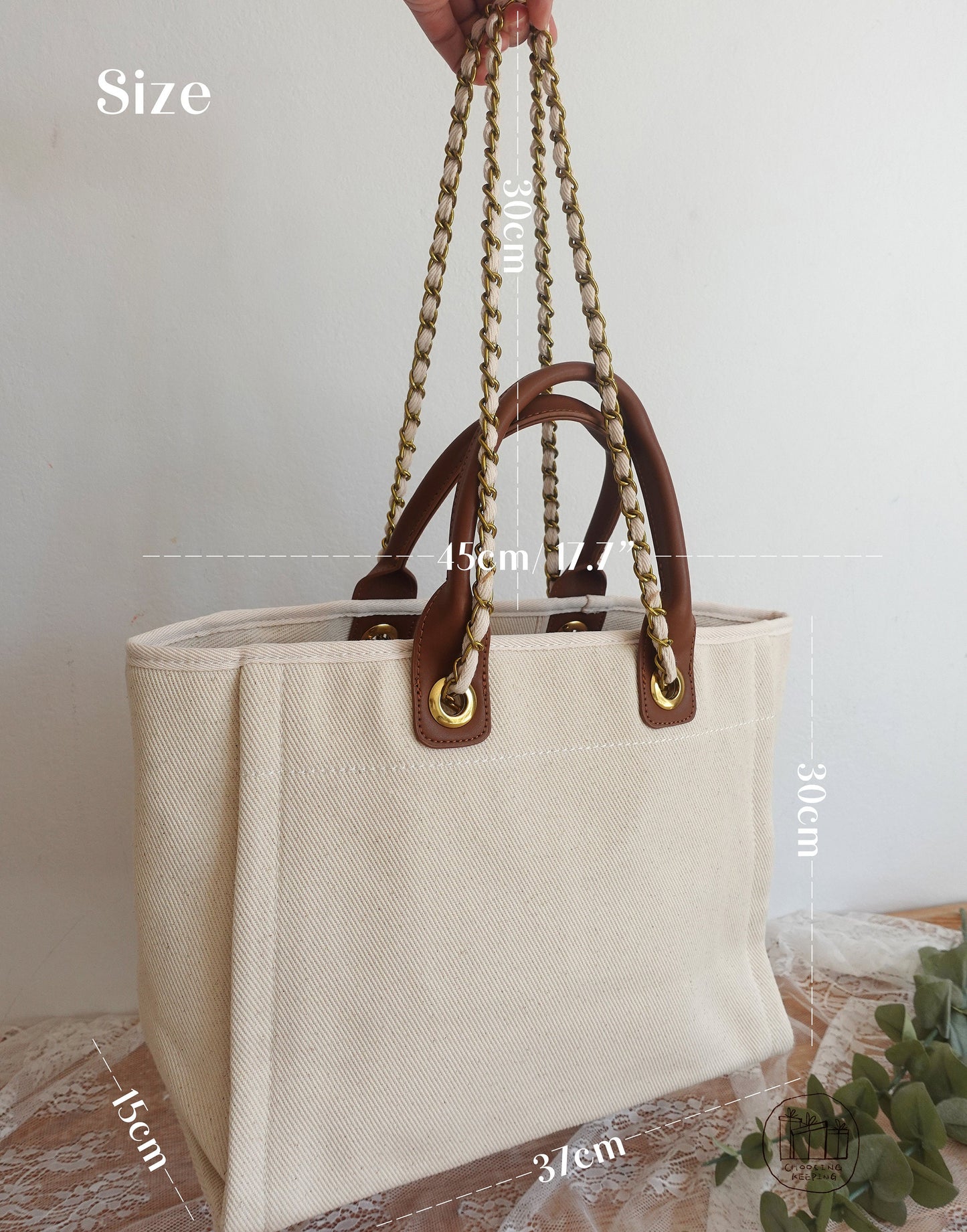 Personalised Shoulder Tote Bag with Chain