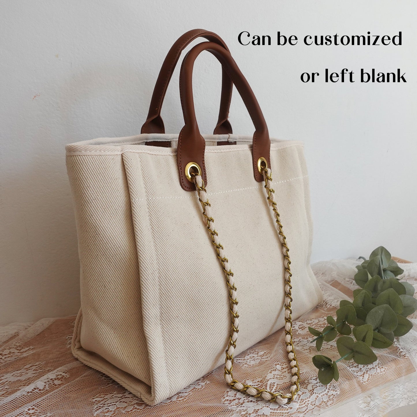 Personalised Shoulder Tote Bag with Chain
