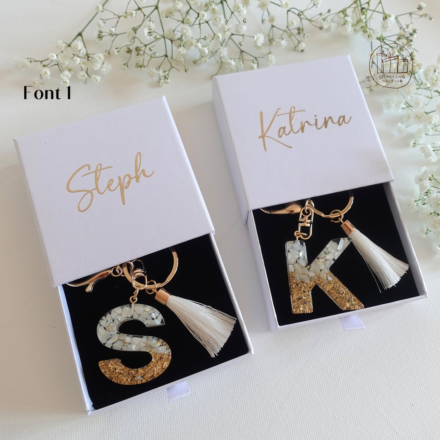 Custom Handmade Resin Letter Keychain