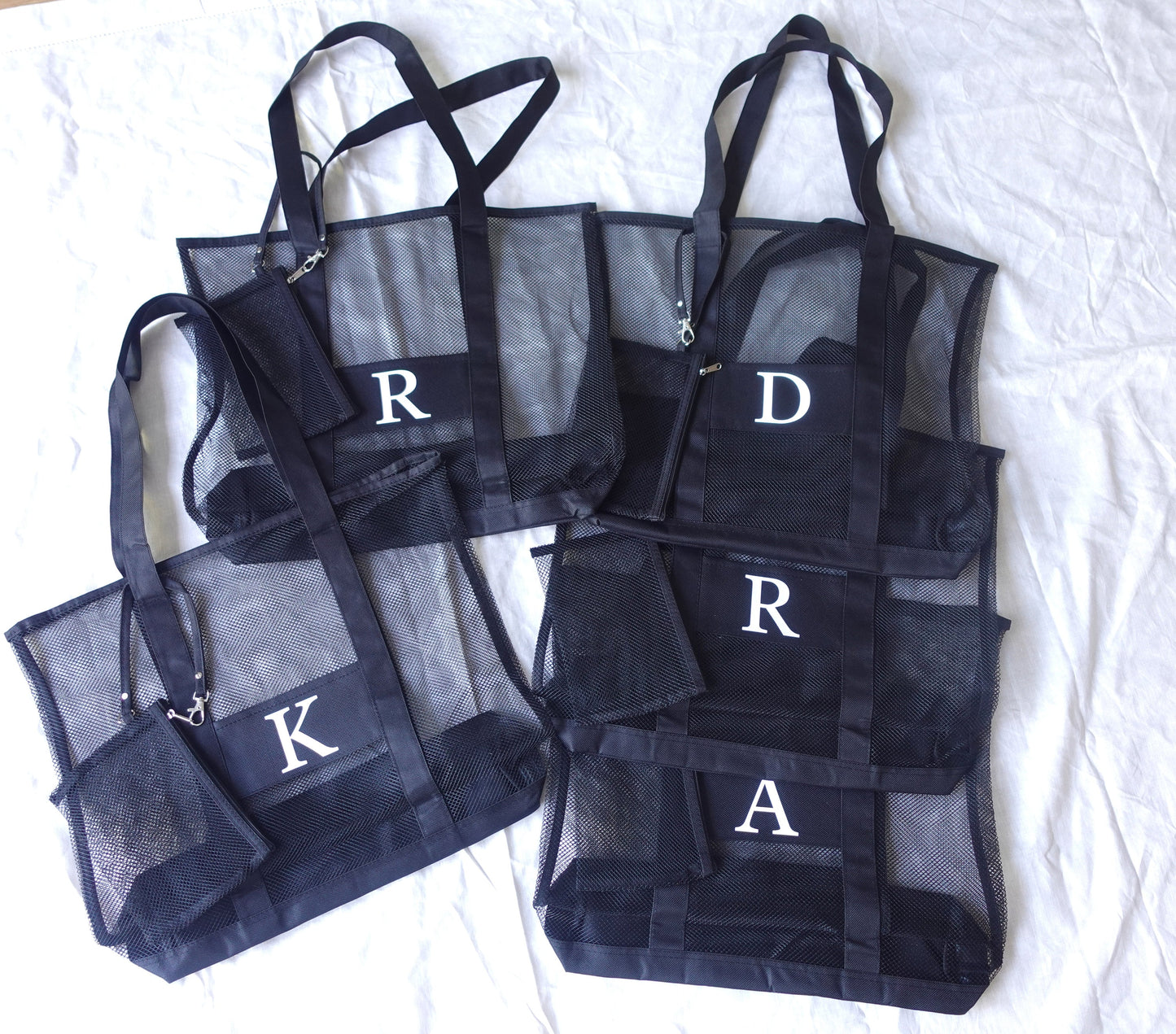 Mesh Personalized Tote Bag with Initials
