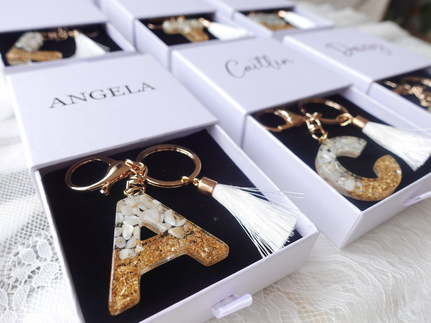 Custom Handmade Resin Letter Keychain