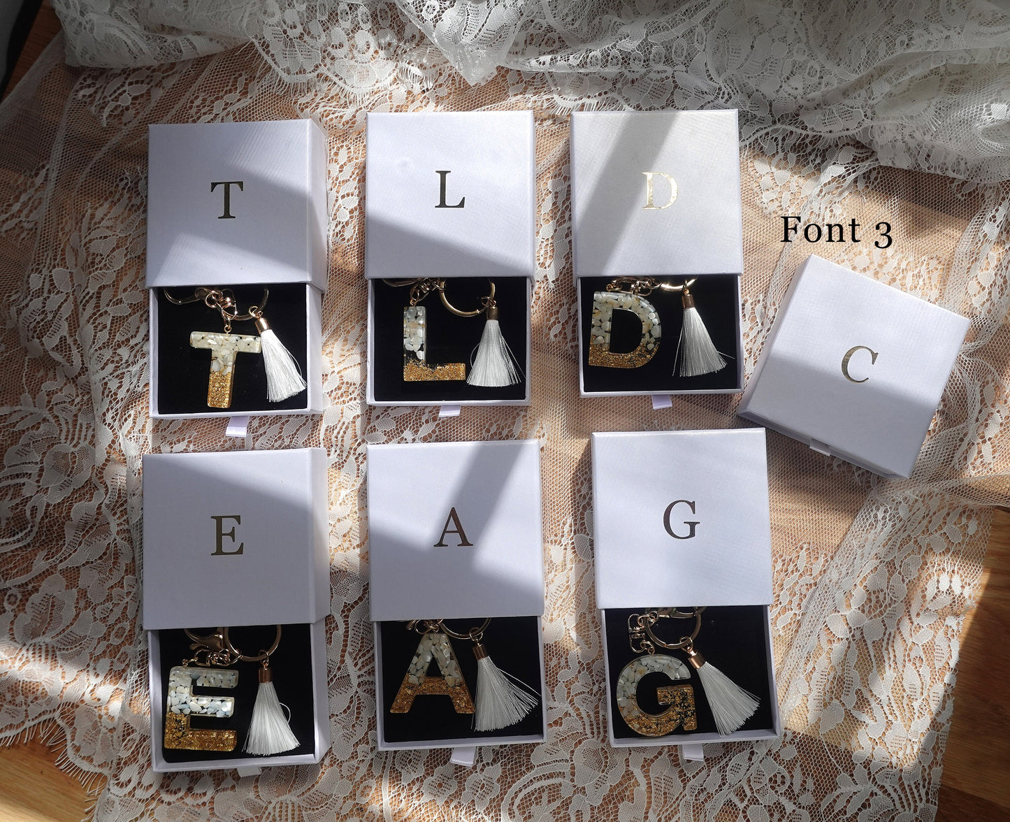 Custom Handmade Resin Letter Keychain