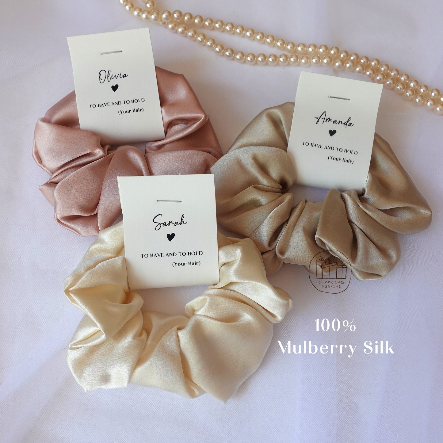 100% Mulberry Silk Hair Scrunchies