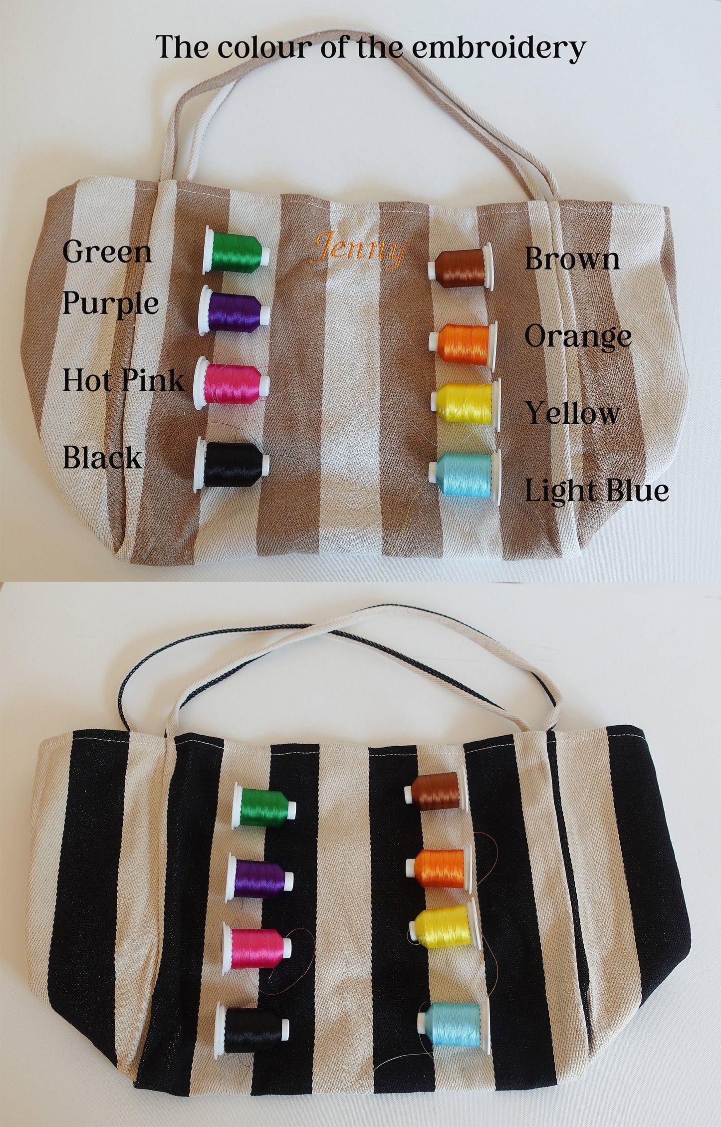 Embroidered Tote Bags, Striped Bag