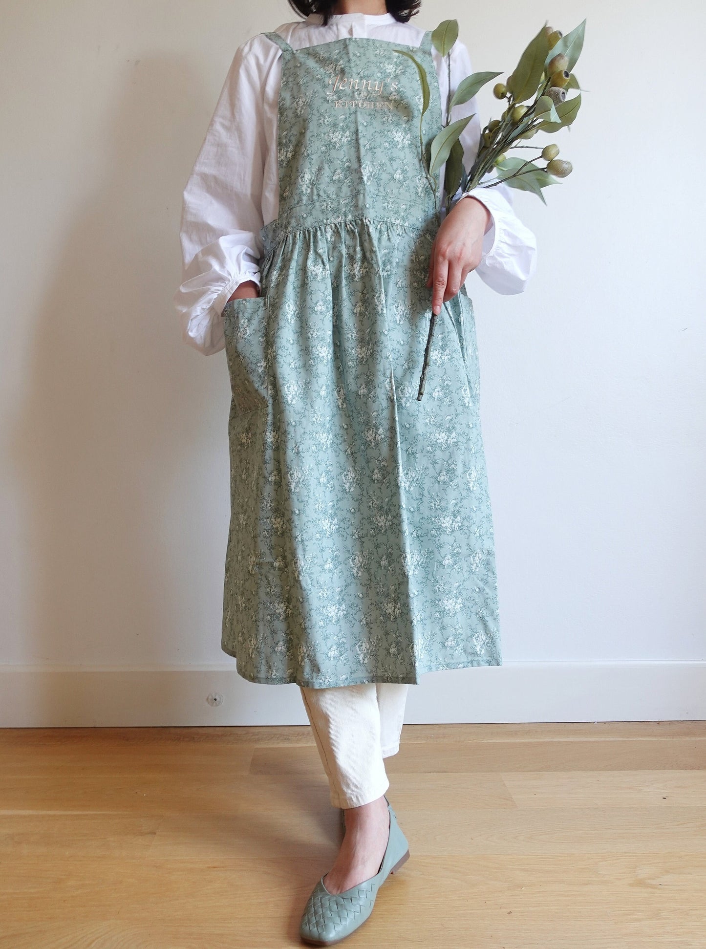 Personalized Embroidered Floral Apron Dress
