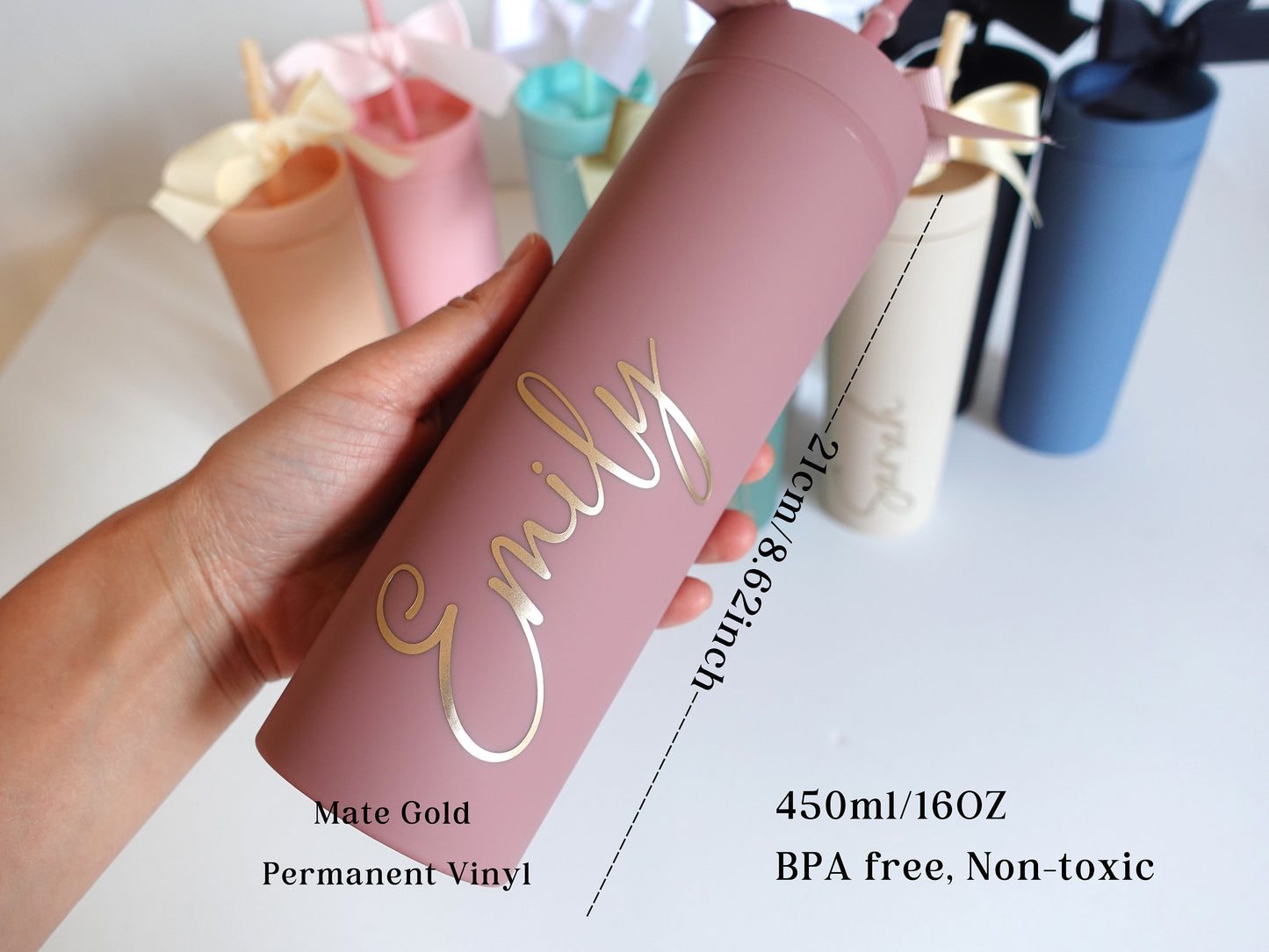 Personalised Skinny Tumbler with Straw