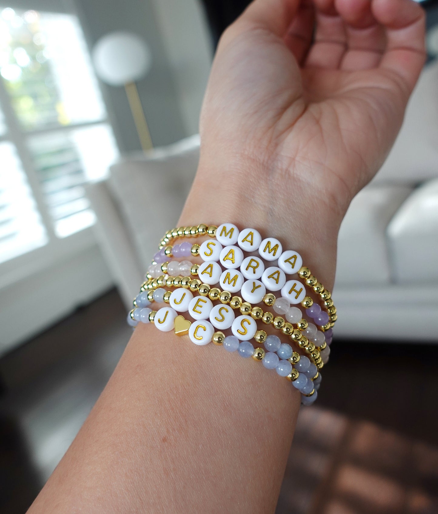 Custom Name Beaded Bracelet, Personalized Gif