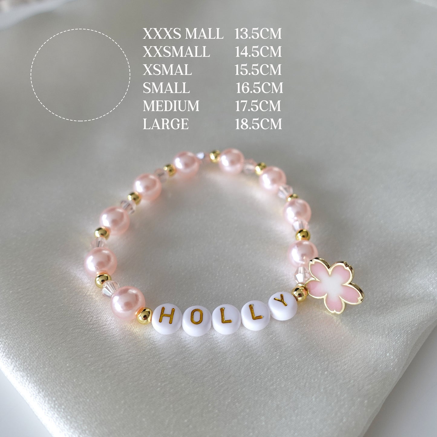 Personalised Name Flower Girl Charm Pearl Bracelet