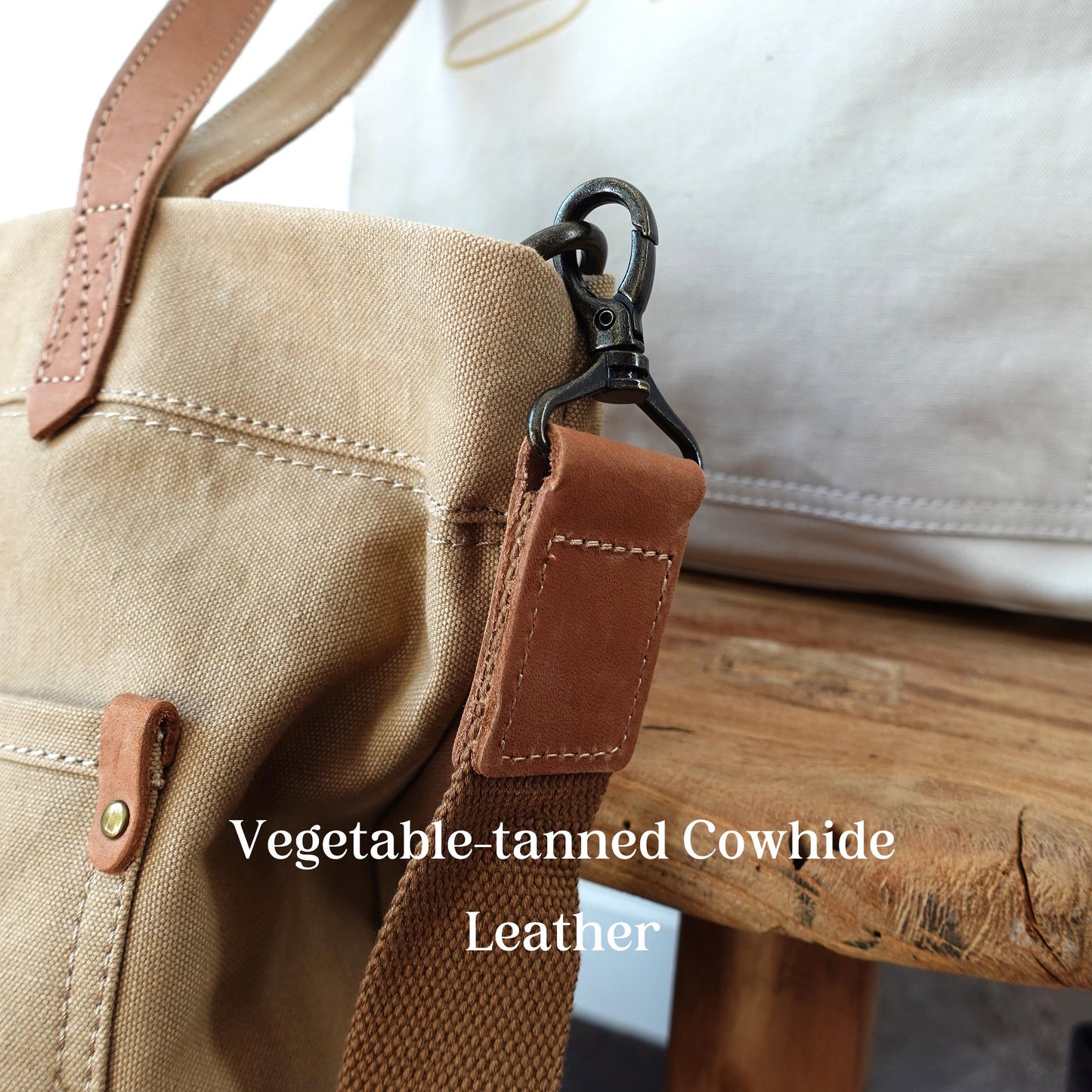 Personalized Unisex Canvas Tote Crossbody Bag with Leather Handles