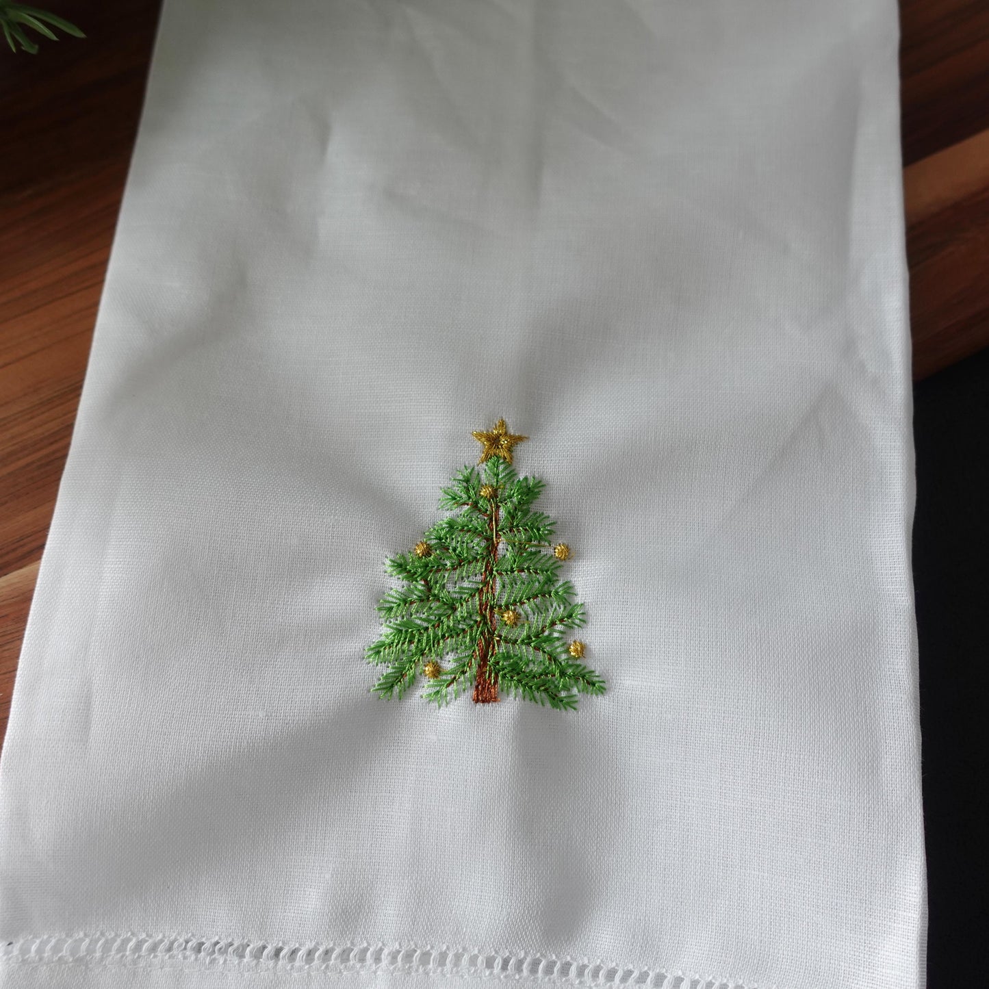 Christmas Tree Embroidered Hand Towel